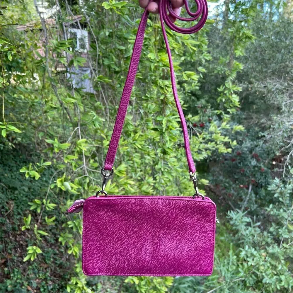 COACH Shoulder/Crossbody Messenger Bag Berry Maroon w Silver Women's Handbag